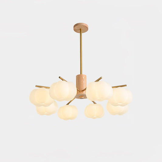 Elegant Wooden Cotton Balls Chandelier - Soft Ambient Lighting & Uniqu