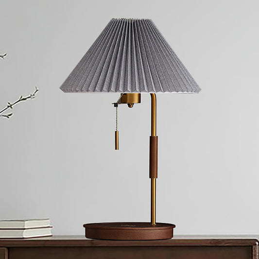 Vintage Wooden Table Lamp with Adjustable Brightness & Warm Glow