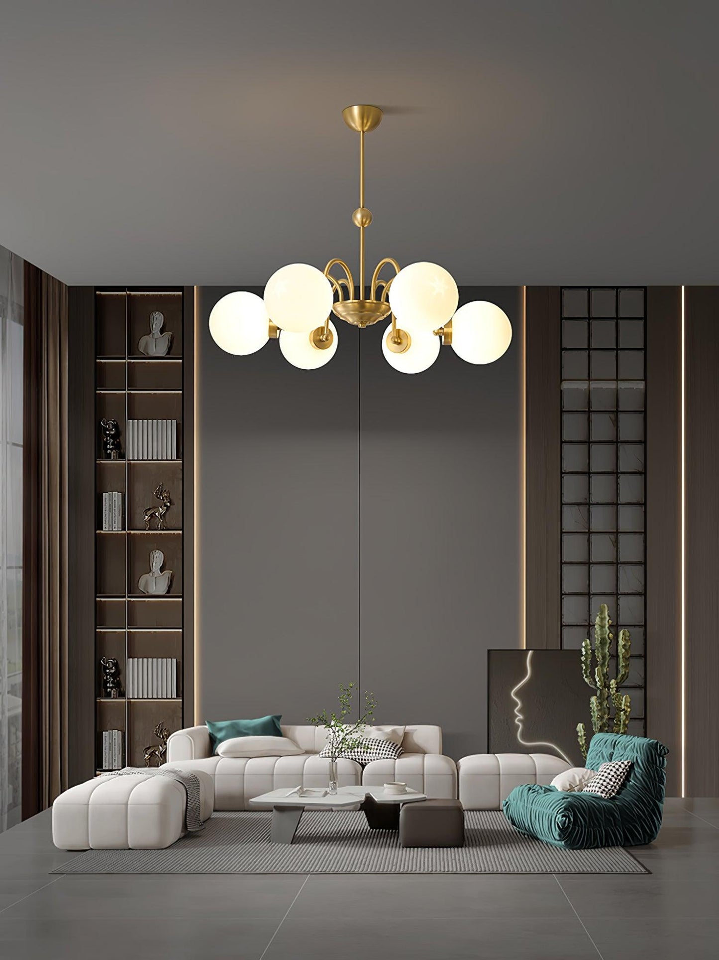Yisu Brass Chandelier - Elegant Design with Adjustable Height & Dimmer