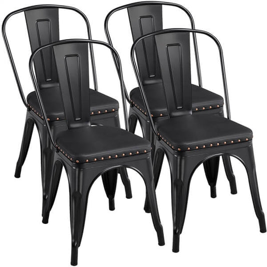 4pcs Metal Dining Chairs with PU Leather Seat Position 2