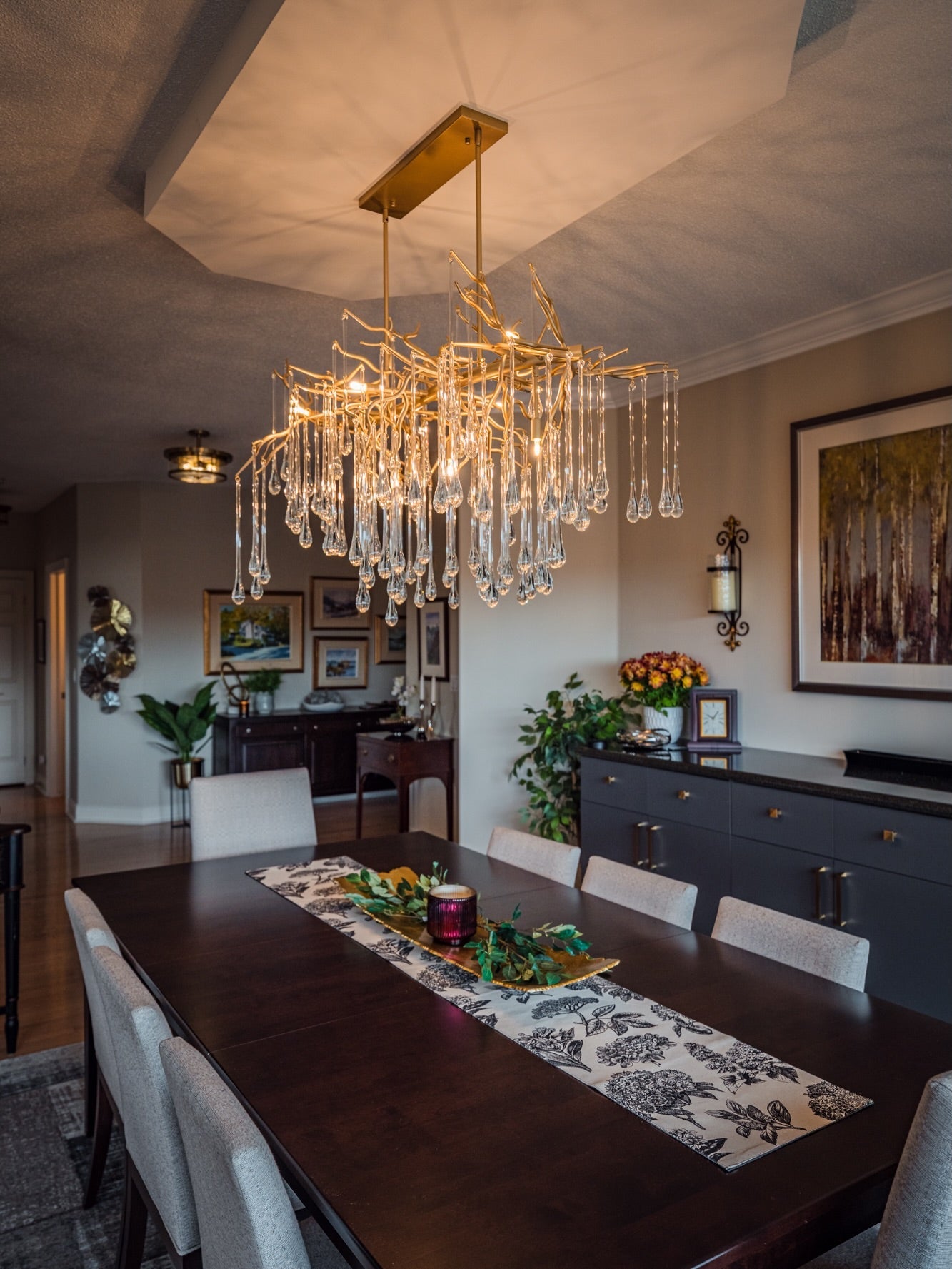 Elegant Bijou Chandelier with Adjustable Height and Crystal Accents