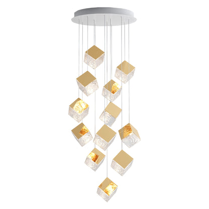 Cubic Luster Cascade Chandelier – Elegant Design with Adjustable Heigh