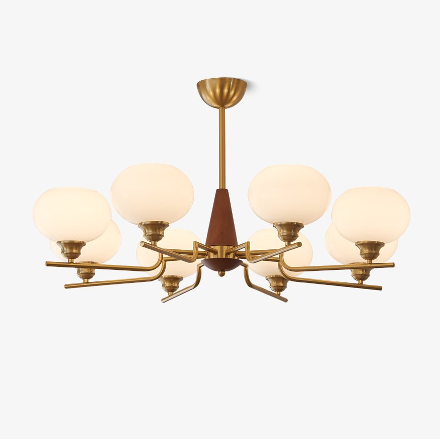 Celeste Sphere Walnut Chandelier - Elegant Design with Adjustable Heig