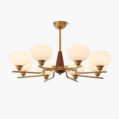 Celeste Sphere Walnut Chandelier - Elegant Design with Adjustable Heig