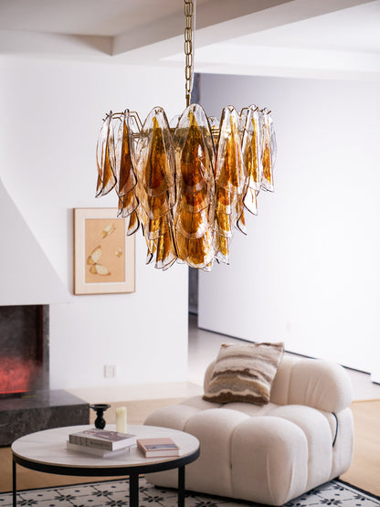 Solviva Modern Glass Chandelier with Adjustable Height & LED Compatibi
