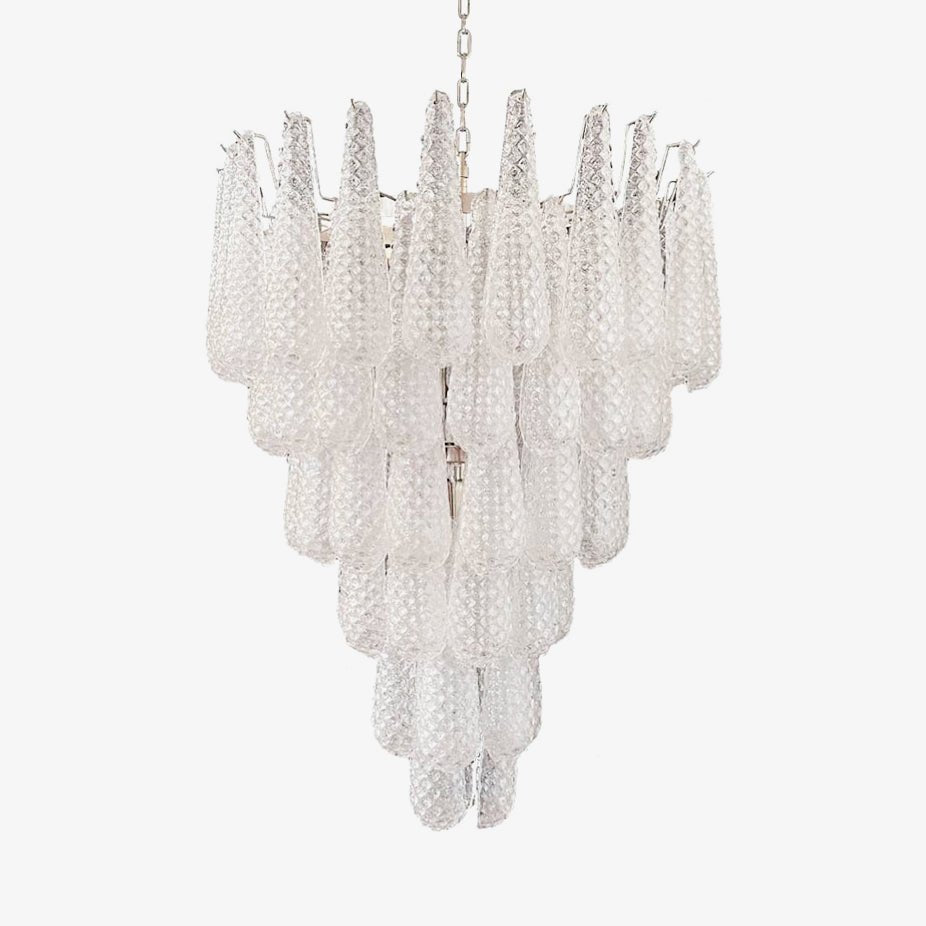 Elegant Glass Pinecone Chandelier with Adjustable Height & Crystal Acc
