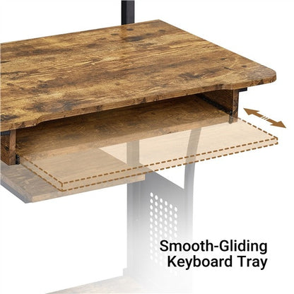 3 Tiers Rolling Computer Desk with Keyboard Tray Position 5