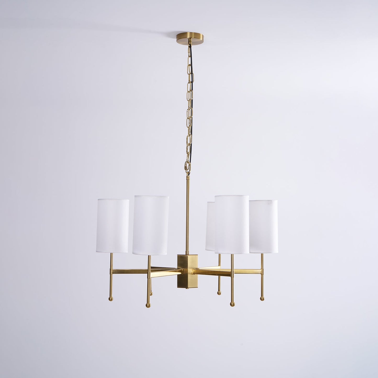 Brass Chandelier with Adjustable Height and Elegant Crystal Accents