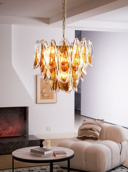 Solviva Modern Glass Chandelier with Adjustable Height & LED Compatibi
