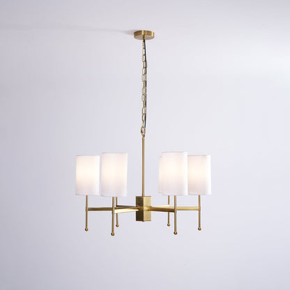 Brass Chandelier with Adjustable Height and Elegant Crystal Accents