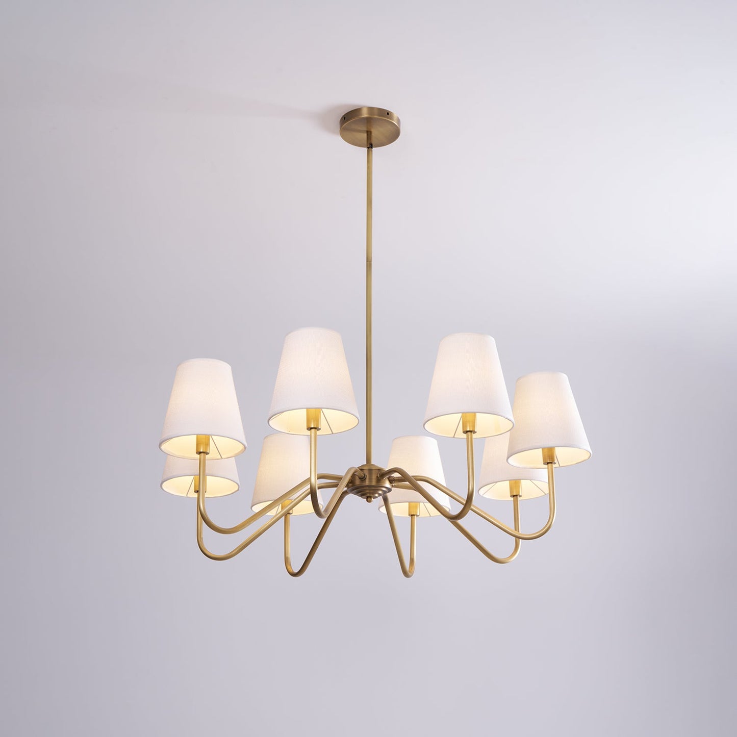 Opaluxe Brass Chandelier - Elegant Design with Adjustable Height & LED