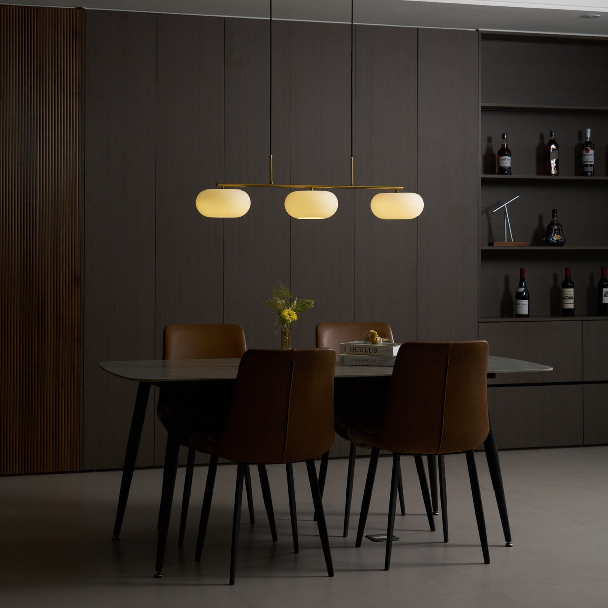 Sculptural Pendant Light with Adjustable Brightness — front view