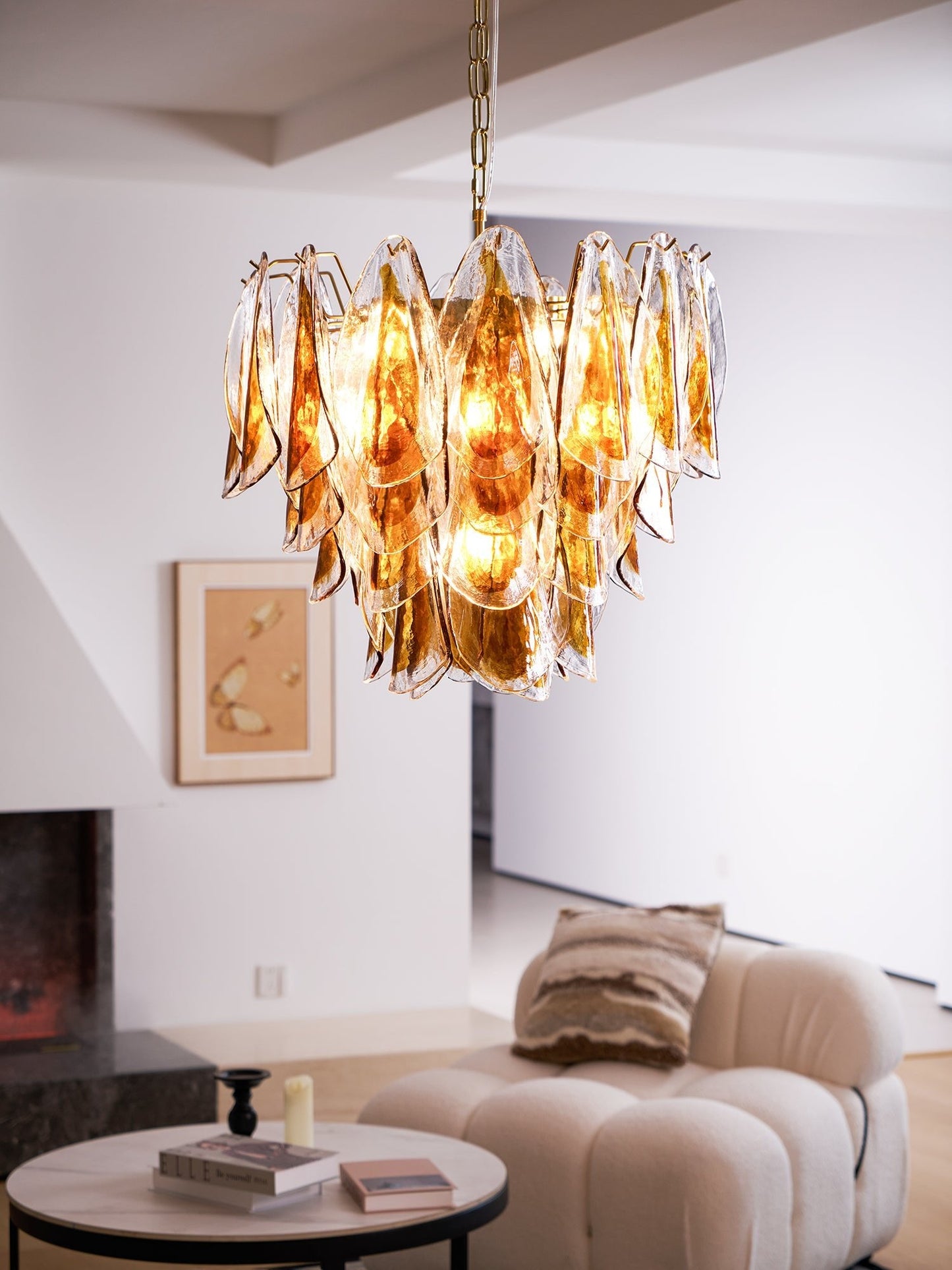 Solviva Modern Glass Chandelier with Adjustable Height & LED Compatibi