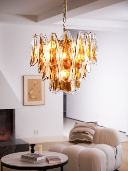 Solviva Modern Glass Chandelier with Adjustable Height & LED Compatibi