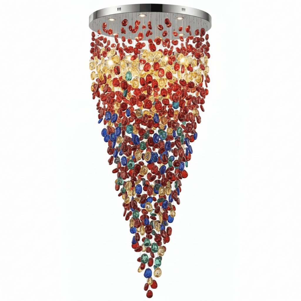 Elegant Crystal Stone Chandelier with Adjustable Height & LED Compatib