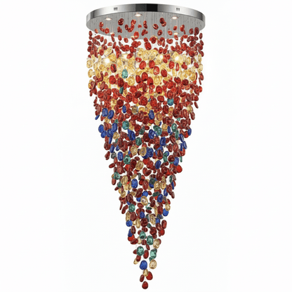 Elegant Crystal Stone Chandelier with Adjustable Height & LED Compatib
