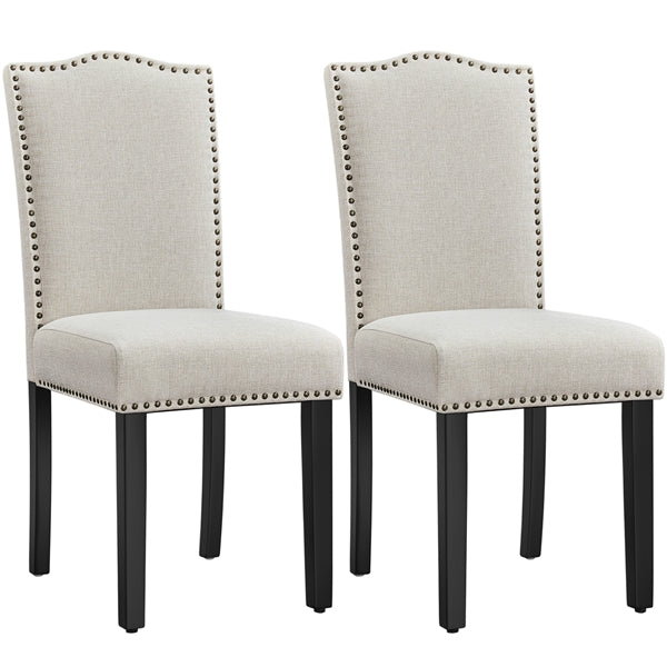 Upholstered Fabric Dining Chairs Set of 6 Beige Position 3