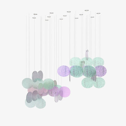 Iridescent Disc Chandelier - Adjustable Height, Energy-Efficient LED