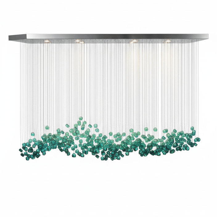 Elegant Crystal Stone Chandelier with Adjustable Height & LED Compatib