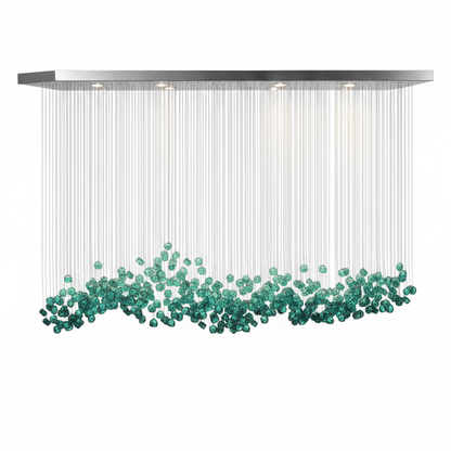 Elegant Crystal Stone Chandelier with Adjustable Height & LED Compatib