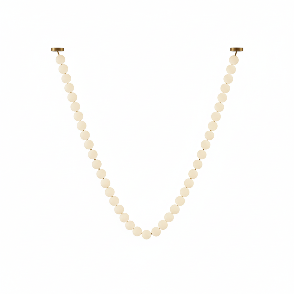 Elegant Pearl Glass Chandelier with Adjustable Height & Soft Lighting
