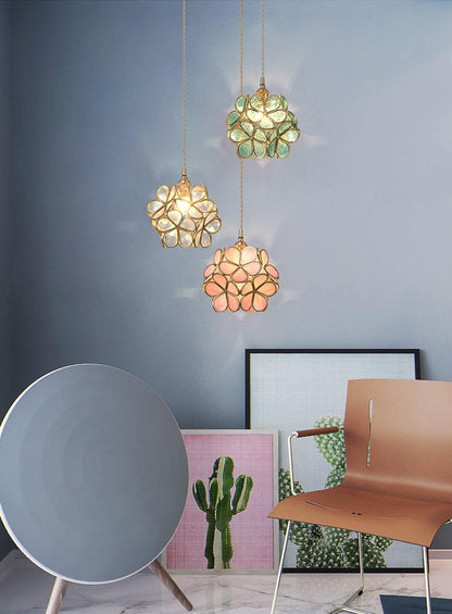 Glass Petal Pendant Light, Soft Ambient Glow — alternate angle