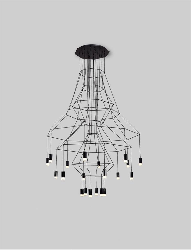 Elegant Lattice Chandelier with Adjustable Height and Crystal Accents