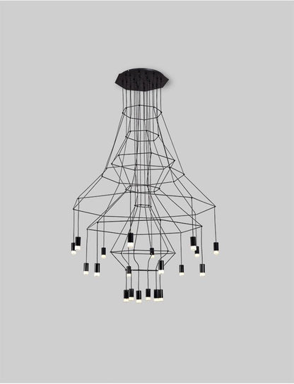Elegant Lattice Chandelier with Adjustable Height and Crystal Accents