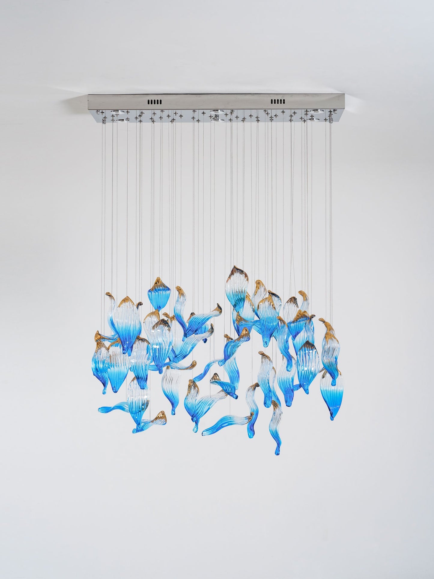Ocean Drift Custom Blown Glass Chandelier with Adjustable Height & LED