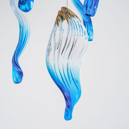 Ocean Drift Custom Blown Glass Chandelier with Adjustable Height & LED