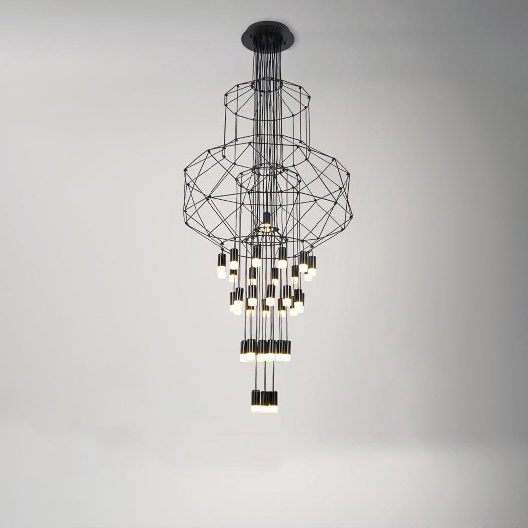 Elegant Lattice Chandelier with Adjustable Height and Crystal Accents