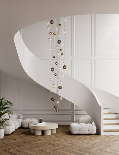 Cosmic Sphere Cascade Chandelier - Modern Design, Adjustable Height