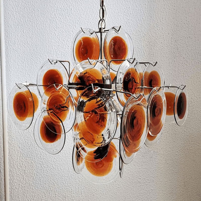Elegant Glass Chandelier with Adjustable Height and Dimmable Lighting