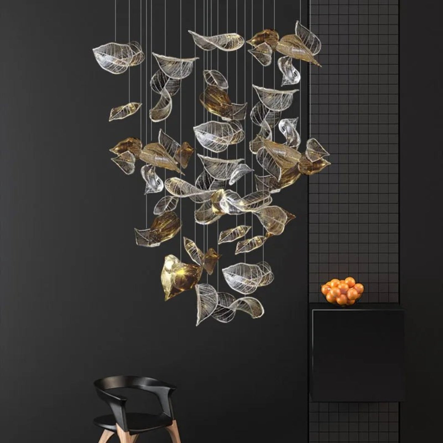 Elegant Shake Leaves Chandelier - Adjustable Height, Energy Efficient