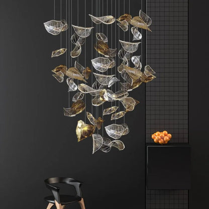 Elegant Shake Leaves Chandelier - Adjustable Height, Energy Efficient