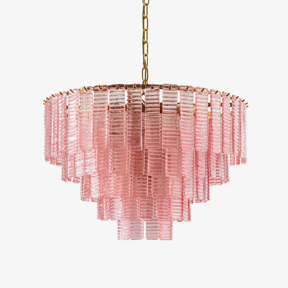 Opalora Pink Glass Chandelier - Elegant Design with Adjustable Height