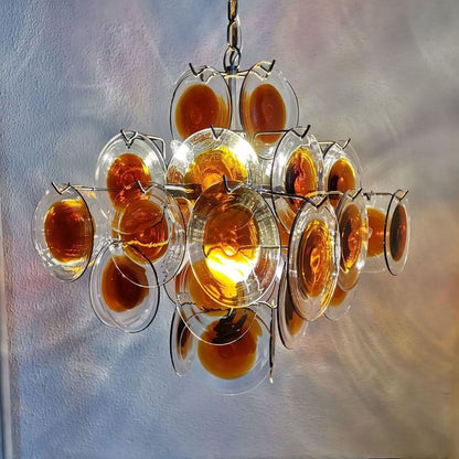 Elegant Glass Chandelier with Adjustable Height and Dimmable Lighting