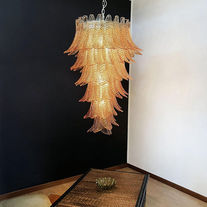 Rosalind Glass Amber Chandelier - Elegant Design with Dimmable Lights