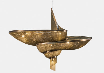 Spiral Elegance Chain Chandelier - Modern Design with Dimmable LEDs