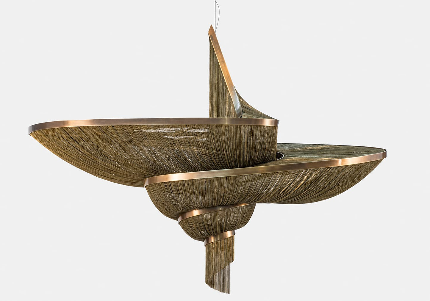 Spiral Elegance Chain Chandelier - Modern Design with Dimmable LEDs