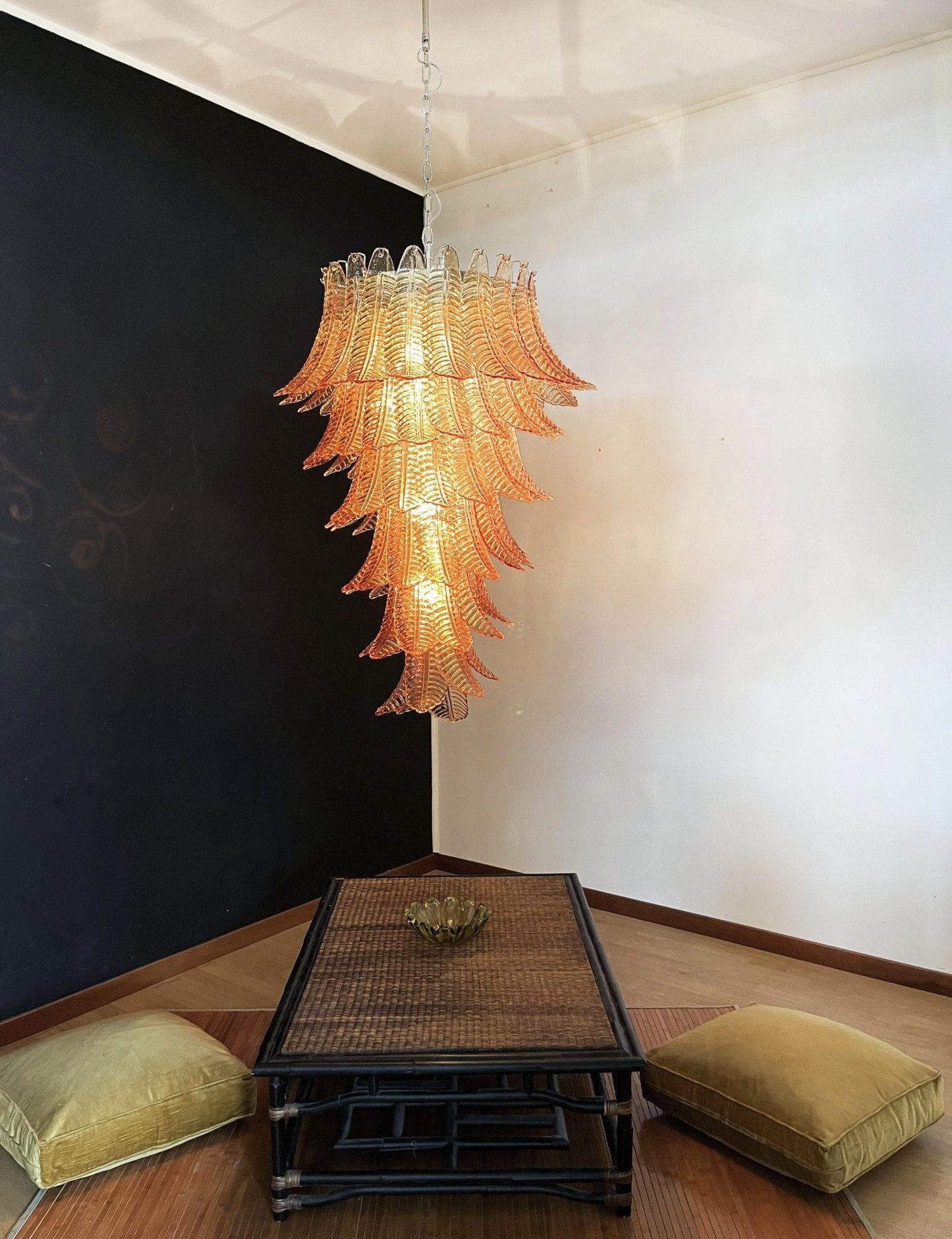 Rosalind Glass Amber Chandelier - Elegant Design with Dimmable Lights