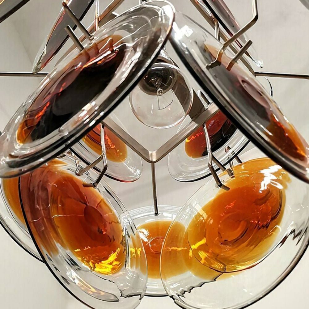Elegant Glass Chandelier with Adjustable Height and Dimmable Lighting