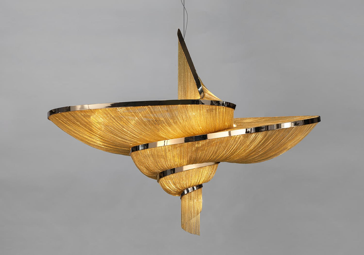 Spiral Elegance Chain Chandelier - Modern Design with Dimmable LEDs
