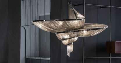 Spiral Elegance Chain Chandelier - Modern Design with Dimmable LEDs