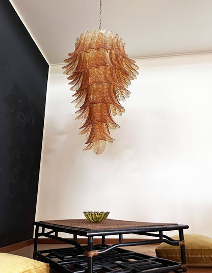 Rosalind Glass Amber Chandelier - Elegant Design with Dimmable Lights