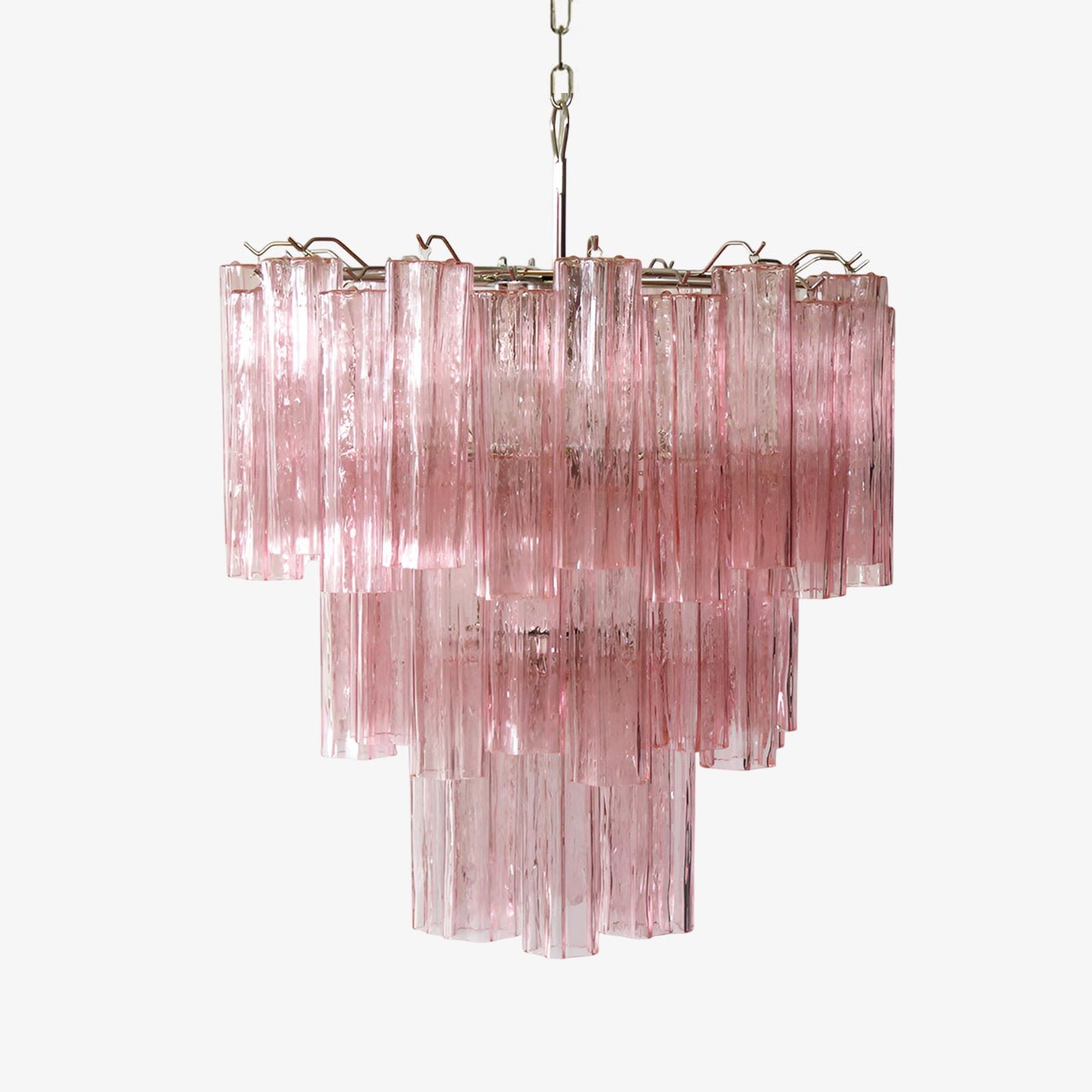 Elegant Rose Tubes Glass Chandelier with Adjustable Height & LED Compa