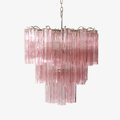 Elegant Rose Tubes Glass Chandelier with Adjustable Height & LED Compa