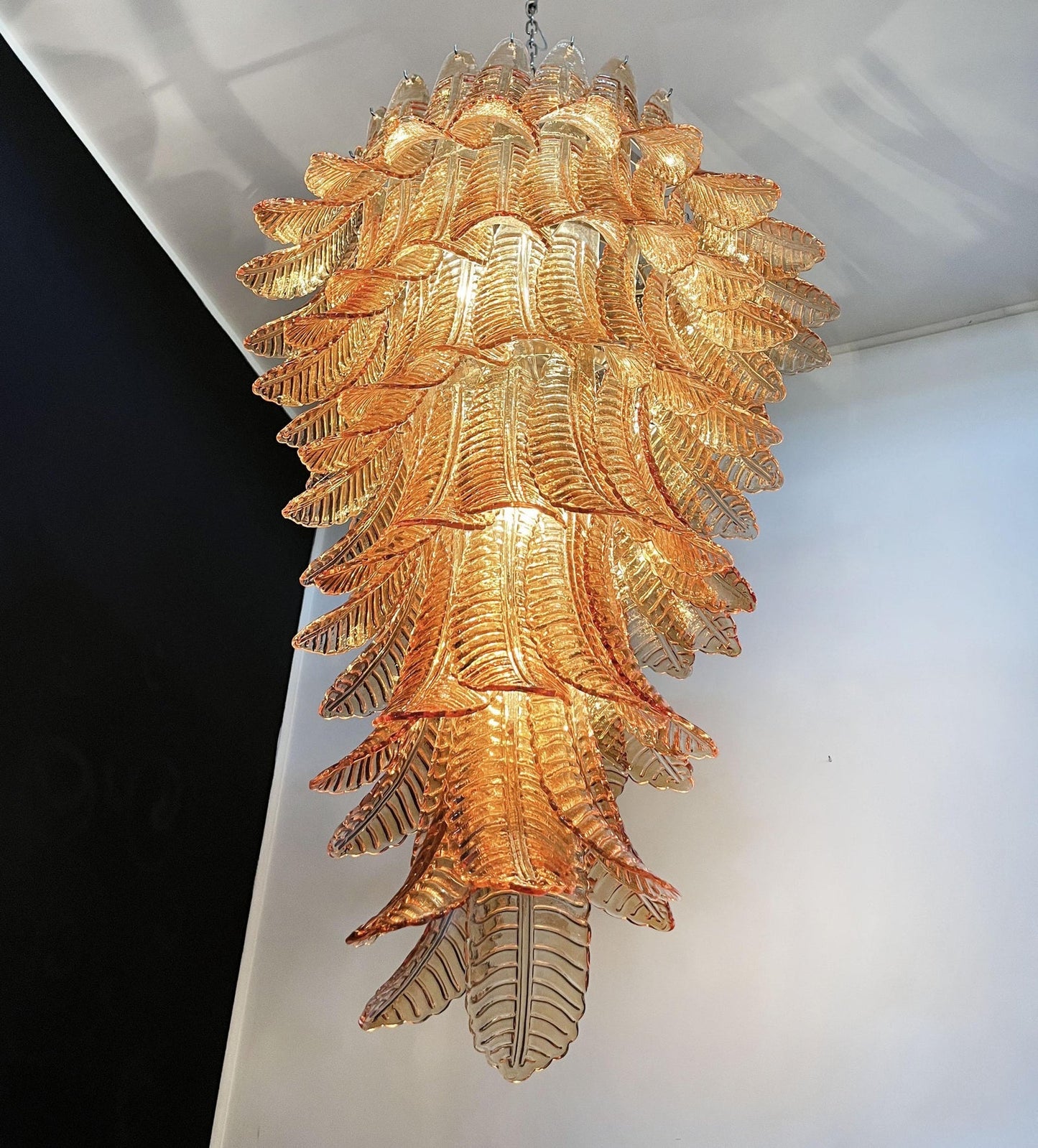 Rosalind Glass Amber Chandelier - Elegant Design with Dimmable Lights