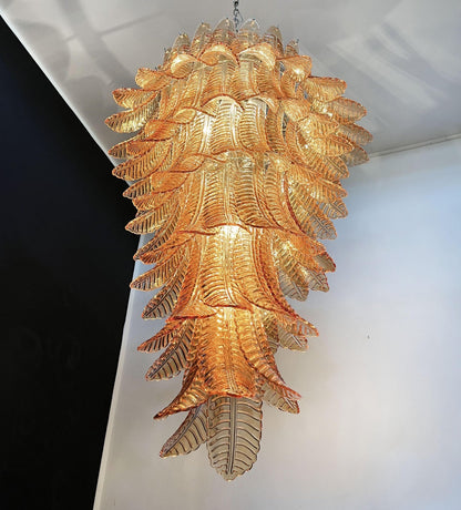 Rosalind Glass Amber Chandelier - Elegant Design with Dimmable Lights