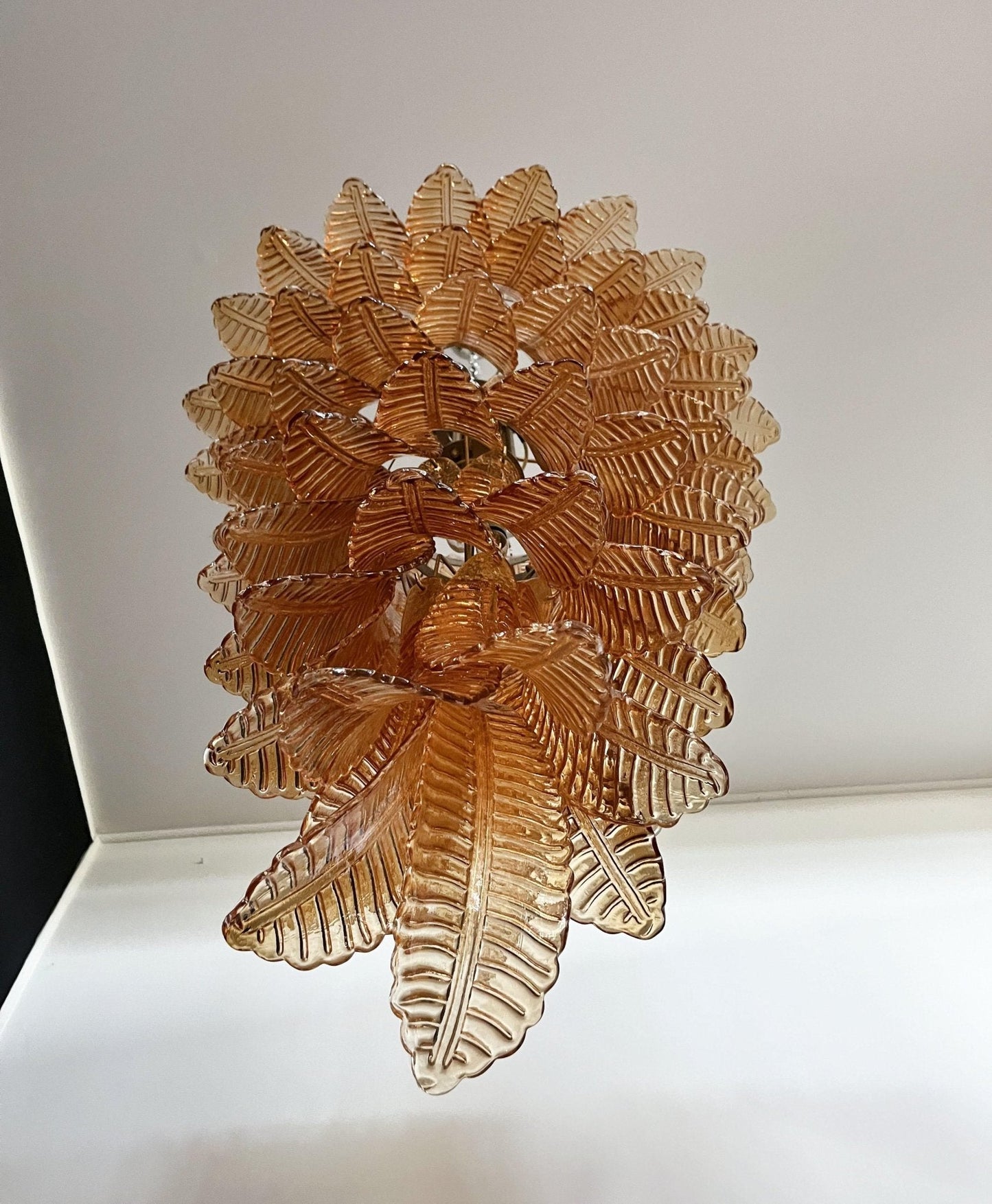 Rosalind Glass Amber Chandelier - Elegant Design with Dimmable Lights